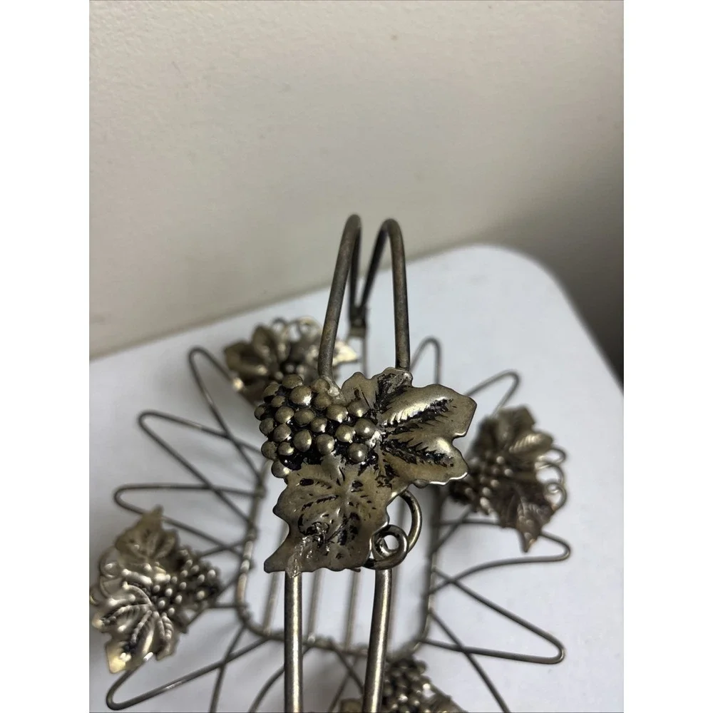 Studio Silversmiths Silver Plated Condiment  Basket W Handle Grapes Leaves